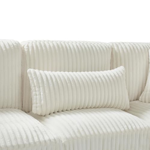Oversized U-Shaped Sectional Sofa Couch Plush Corduroy Upholstered Modular Deep Seat Sofa&Couch Sectional W/Right Facing Chaise Lounge and 7 Toss Pillows for Home Apartment Living Room Furniture Sets