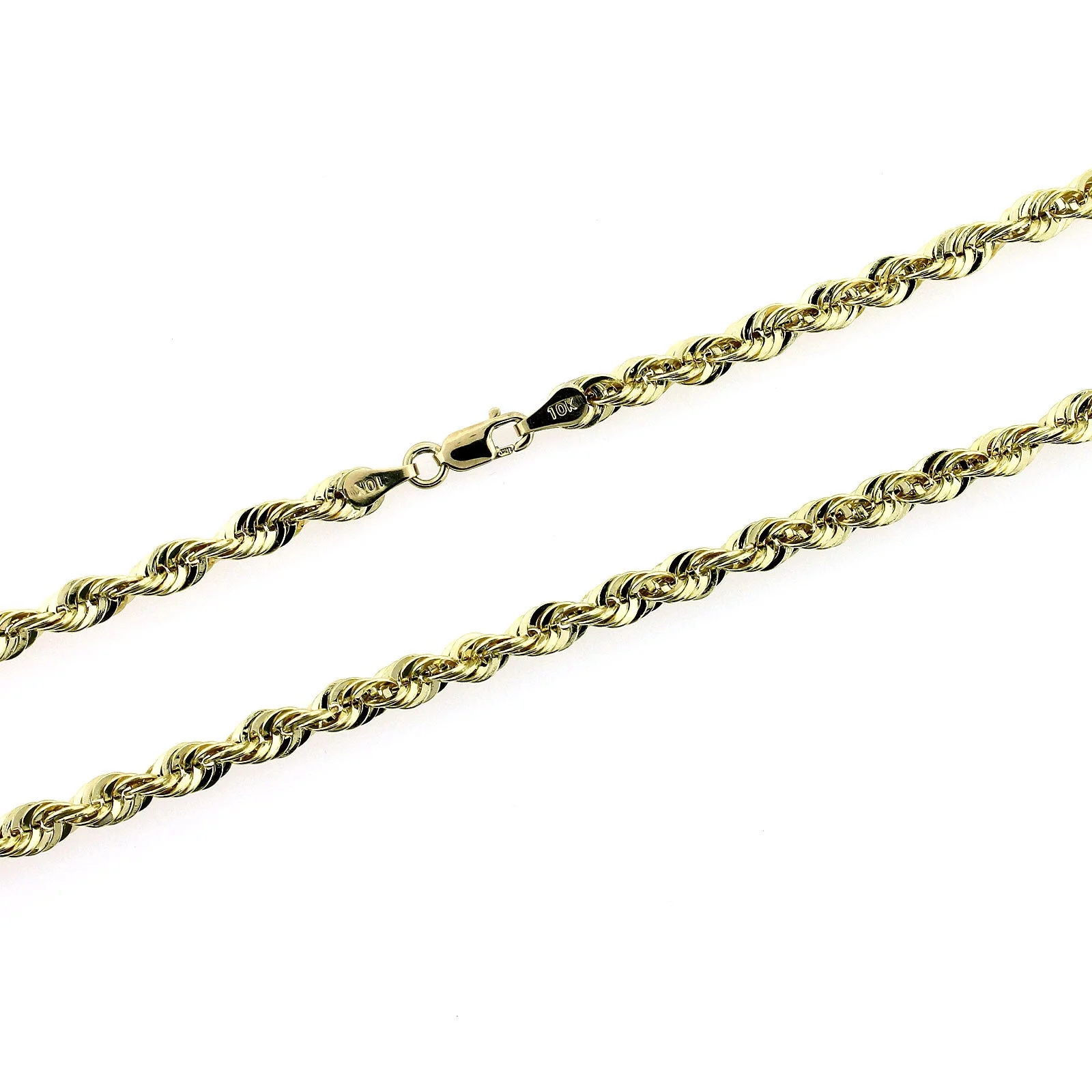 10K Yellow Gold Rope Chain Necklace 4MM 18" 20" 22" 24" 26" 28" 30"