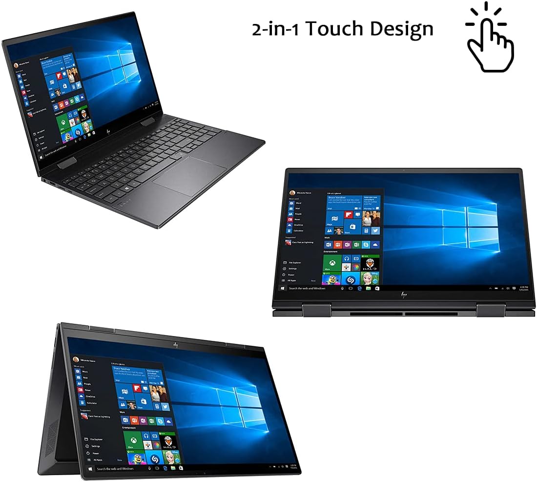 HP Envy x360 15.6 Touchscreen 2-in-1 FHD IPS Laptop, AMD Ryzen 7 5700U, Webcam, Backlit KB, Fingerprint, HDMI, AMD Radeon Graphics, Windows 10, 12GB RAM, 512GB PCIe SSD, with 32GB SD Card