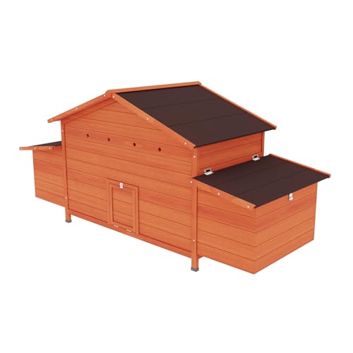 3-Tier Large Wooden Chicken Coop for 8-10 Chickens,Outdoor Walk-in Chicken Coop House with Run&Nesting Boxes,Hen House Poultry Pet Habitat Hutch Cage W/Pull Out Trays&Wire Fencing(95"×80"×83")