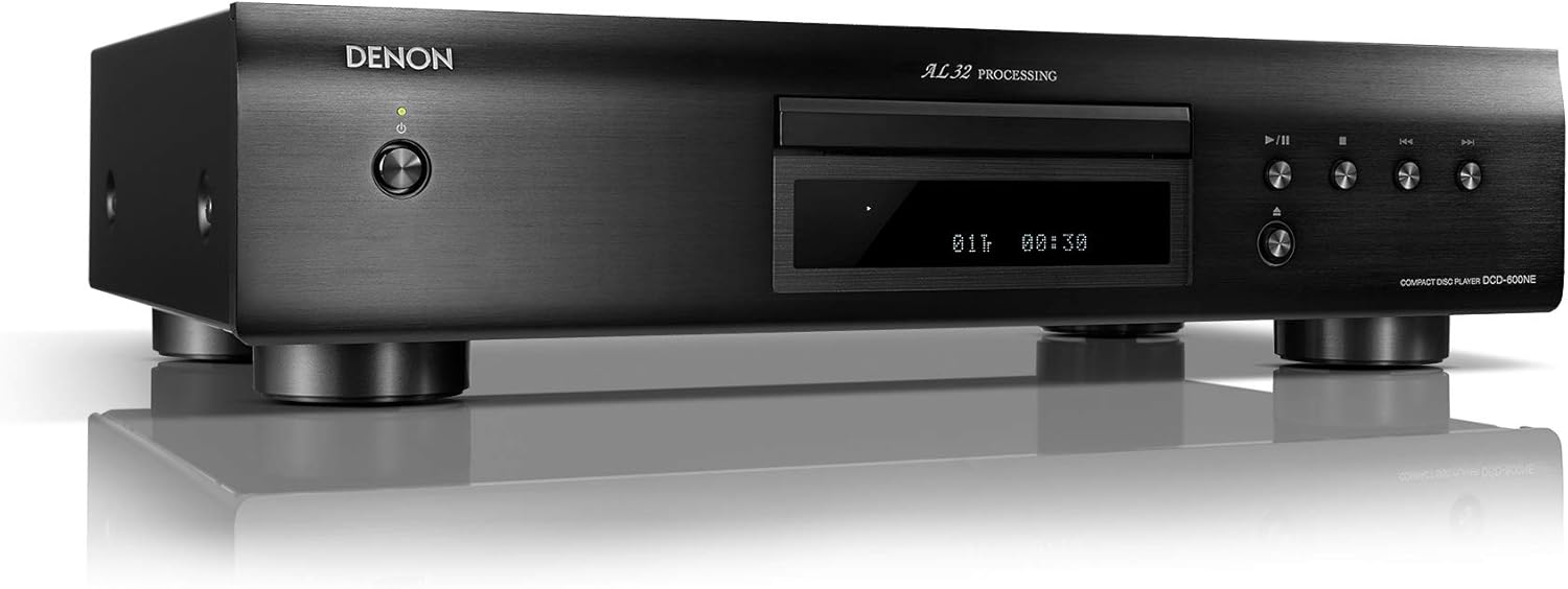 Denon DCD-600NE Compact CD Player in a Vibration-Resistant Design | 2 Channels | Pure Direct Mode | Pair with PMA-600NE for Enhanced Sound Quality | Black