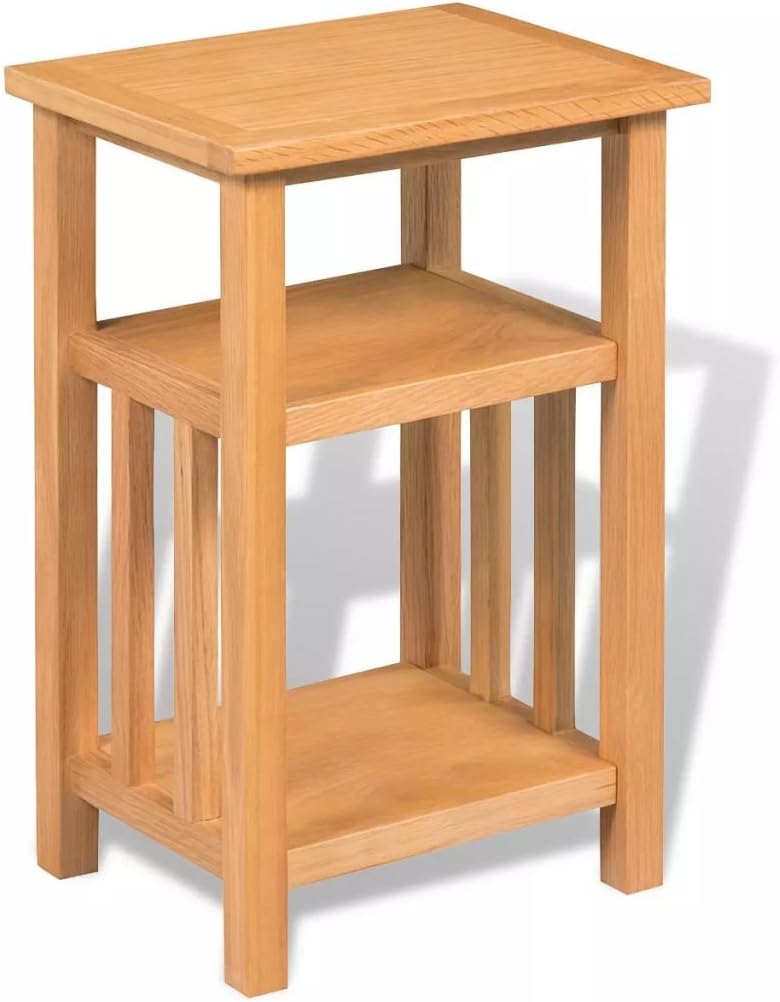Nightstand with Magazine Shelf, Sturdy Oak Wood End Table Book Shelf Narrow Space Side Table for Home Living Room Bedroom Office Cafe Commercial 10.63X13.78X21.65inch