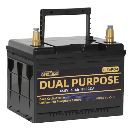 WEIZE 12V 105AH Dual Purpose LiFePO4 Lithium Battery, 1000CCA Group 31 Group 27 GC2 Starter Battery Plus Deep Cycle Performance, Built-in Smart BMS, Perfect for Automotive, Trolling Motor, Marine, RV