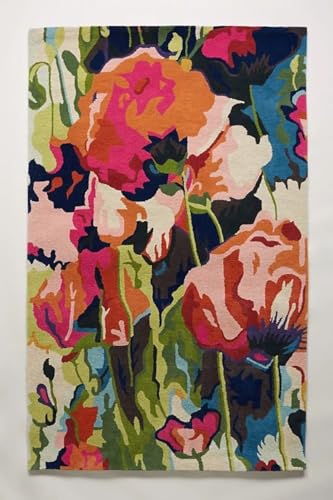 Hand Tufted Floral Area Rug, New Zealand Woolen Carpet for Living Room, Bedroom, Dining Room and Hall (8 x 10 Feet, Multicolor)
