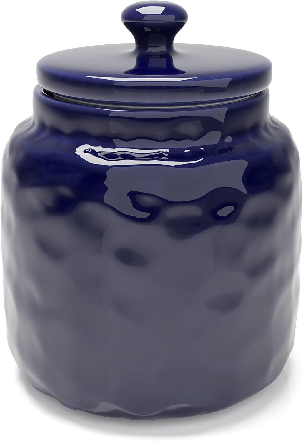 Barnyard Designs Ceramic Airtight Kitchen Canister Decoration with Lid, Rustic Farmhouse Country Decor Container for Sugar, Flour, Coffee or Tea Storage, 5 x 6, Royal Blue