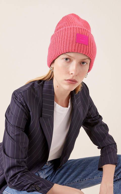 Acne Studios Pansy N Face Beanie Hat in Pink