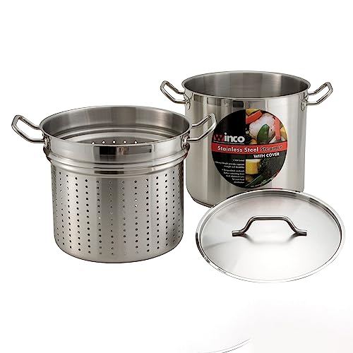 Winware SSDB-16S Stainless 16 Quart Steamer/Pasta Cooker with Cover, Stainless Steel