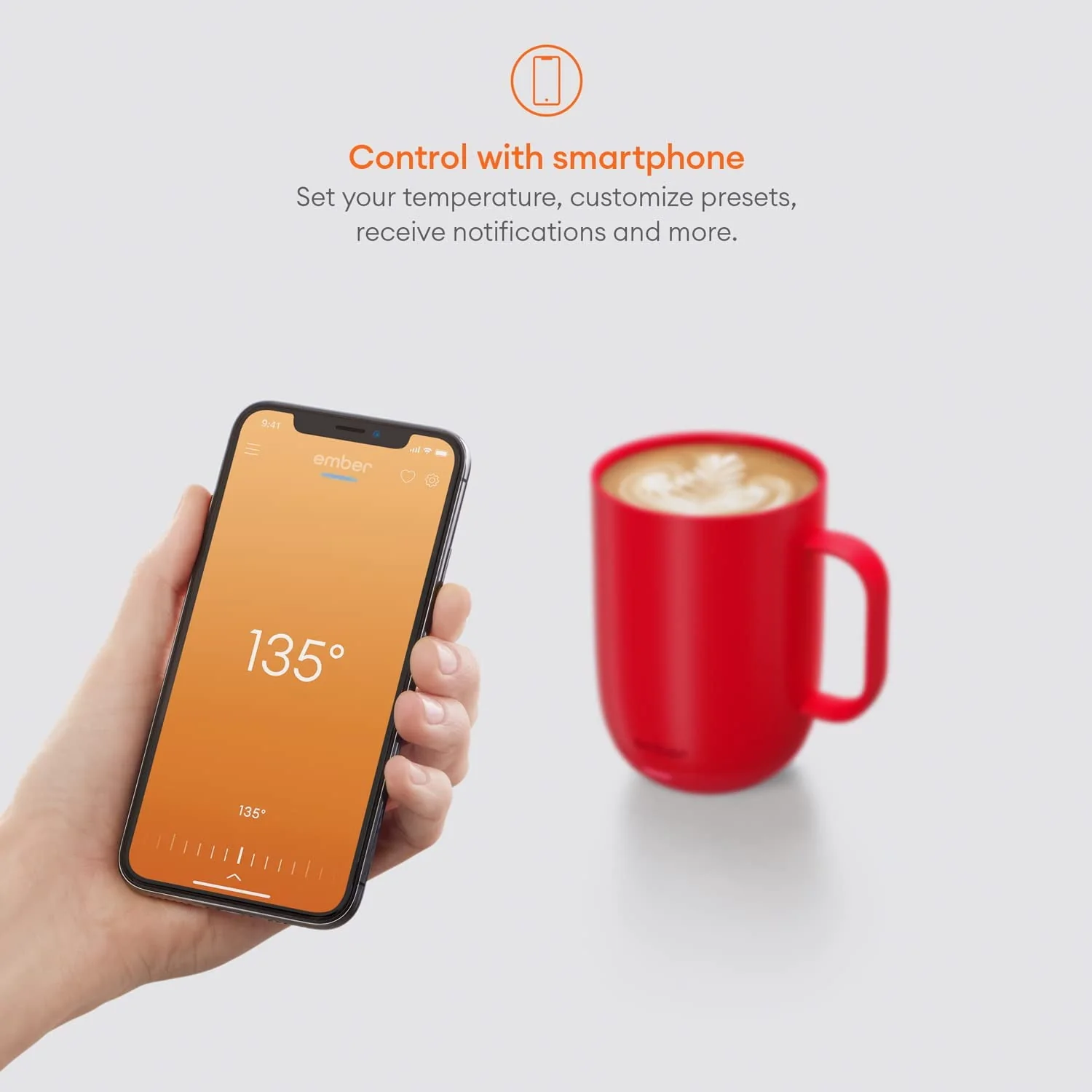 Ember Temperature Control Smart Mug 2, 14 oz, Grey, 80 min Battery Life | App Controlled Heated Coffee Mug | Improved Design with Clear Splash-Proof Sliding Lid