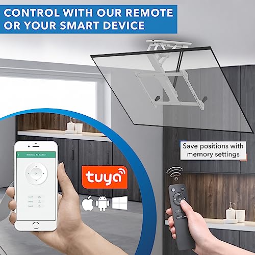 Mount-It Motorized Ceiling TV Mount with Remote, Electric Flip Down Pitched Roof Mount