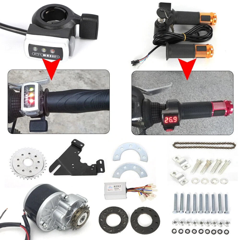 Miumaeov 24V 250W Electric Drive Bike Conversion Kit Thumb Kit Twist Kit Mountain Bike Conversion Custom Electric Conversion Kit Electric Geared Bicycle Derailleur Homemade DIY Electrci Bicycle