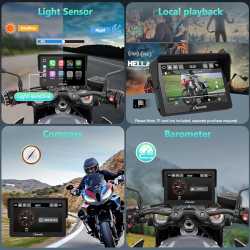 2025 CARPURIDE W702BS PRO for BMW Motorcycle CarPlay & Android Auto Dual Bluetooth, 7" Waterproof GPS Navigation Screen, Data Reading, Native Wonder, TPMS, Light Sensor, Music Sharing, Intercom,16-Pin