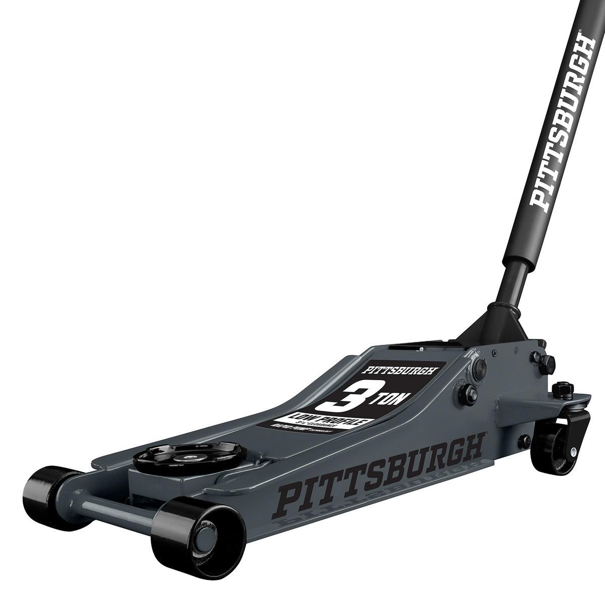 PITTSBURGH 3 Ton Low-Profile Floor Jack with RAPID PUMP, Slate Gray