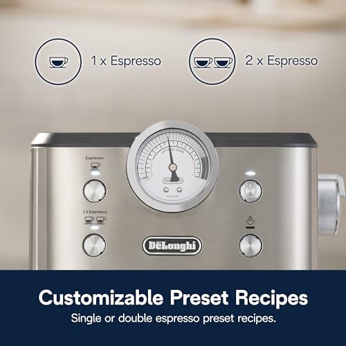 De’Longhi Linea Classic Espresso Machine with Milk Frother, 15-Bar Pump & Temperature Control - Barista Coffee Maker Kit for Espresso, Latte, Cappuccino & Iced Coffee - Italian Stainless Steel Design