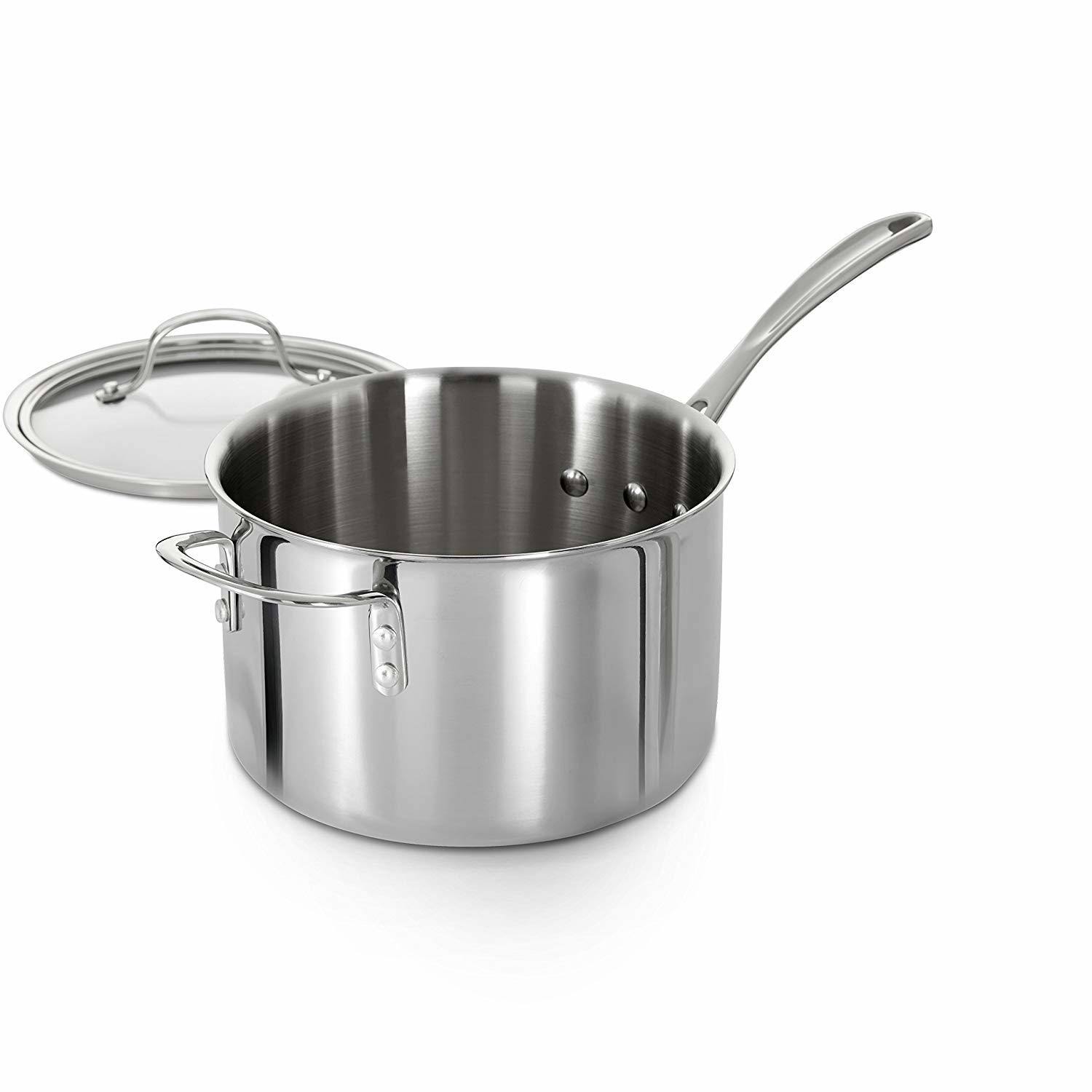 Calphalon Tri-Ply Stainless Steel 4-1/2-Quart Sauce Pan with Cover