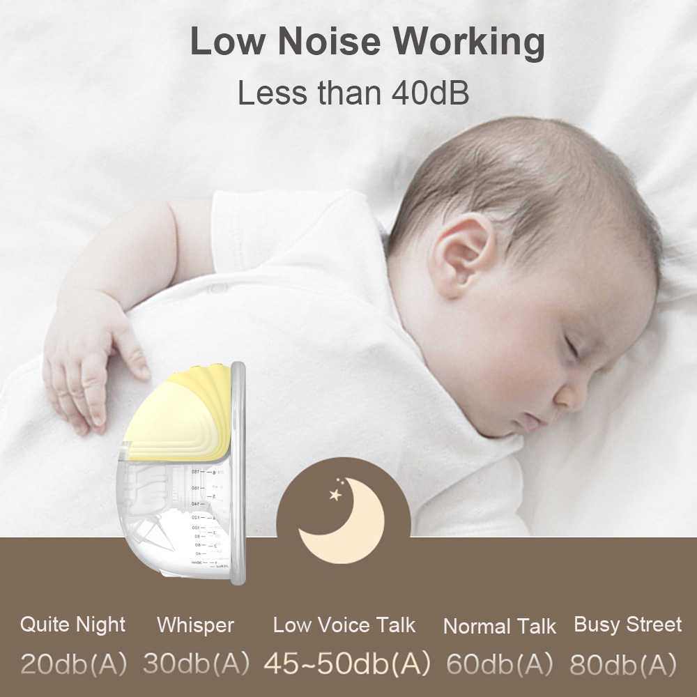Suzicca Invisible Wearable Breast Pump Portable Hands Free Electric Breast Pump 2 Modes 9 Suction Low Noise with 24mm Silicone Flange 180ml Storage Capacity for Breastfeeding