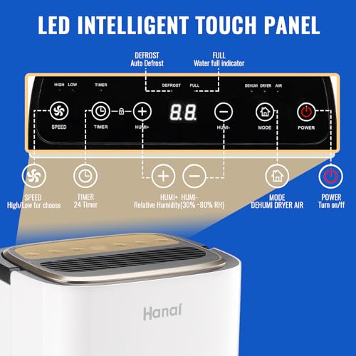WANAI 30 Pints Dehumidifier for Basements with Drain Hose, 2500 Sq.Ft Dehumidifiers Auto Drain or Manual Drainage, Small Dehumidifier for Home Bedroom Bathroom with 2.2L Water Tank, 3 Modes, 24Timer
