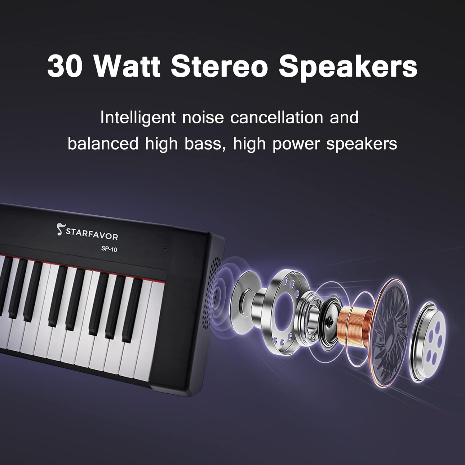 Starfavor 88 Key Digital Piano Beginner Electric Keyboard Full Size with Semi Weighted Keys Dual 30W Speakers SP-10 Bundle include Sustain Pedal, Power Supply, Stand, Piano Stickers