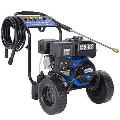 Gas Pressure Washer, 2.5 GPM 3500 PSI Axial Pump Gas Power Washer Heavy Duty, 4-Cycle 224cc Engine, Include Spray Gun and Wand, 5 QC Nozzle Tips, 3/5"×25' Hose