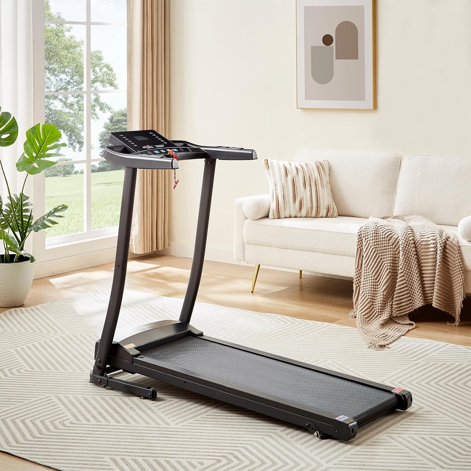 2.5 HP Folding Treadmill, Easy to Move, with 3-Speed Incline Adjustment and 12 preset Programs, 3 Countdown Modes, Heart Rate, Bluetooth, etc., Suitable for Home and Gym use