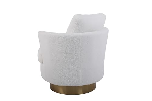 Swivel Barrel Chair,Teddy Round Swivel Accent Chair,Comfy Modern 360 Degree Swivel Reading Chair,Sherpa Armchair Swivel Club Chair for Bedroom,Hotel, Living Room,Nursery,White
