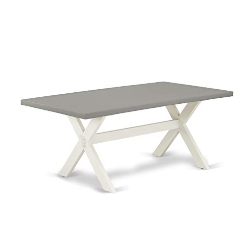 East West Furniture X-Style 7 Piece Kitchen Set Consist of a Rectangle Table with X-Legs and 6 Light Grey Faux Leather Parson Dining Chairs, 40x72 Inch, X097FO244-7