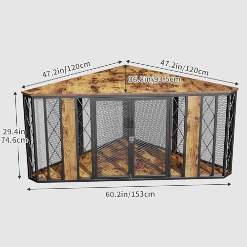 48'' Dog Crate Furniture with Removable Divider & Storage Drawers, Wooden Double Dog Cage TV Stand with 2 Sliding Barn Doors, Multi-Functional Dog Crate End Table for Indoor use (White)