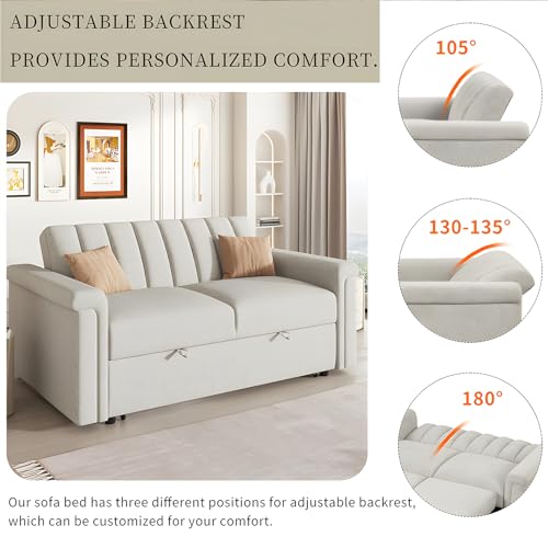 Pull Out Sofa Bed, Loveseat Sleeper, Convertible Soft Cushion Sofa Pull Bed,for Two People to Sit On, 2-in-1 Sofa Bed with Adjustable Backrest, Versatile Sleeper Sofa Bed (Gray)