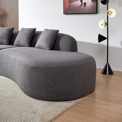 119.29" Modern Curved Sectional Sofa for Living Room, Sherpa Fabric 5-Seater Couch, Comfortable and Stylish for Apartment, Home Decor,Beige