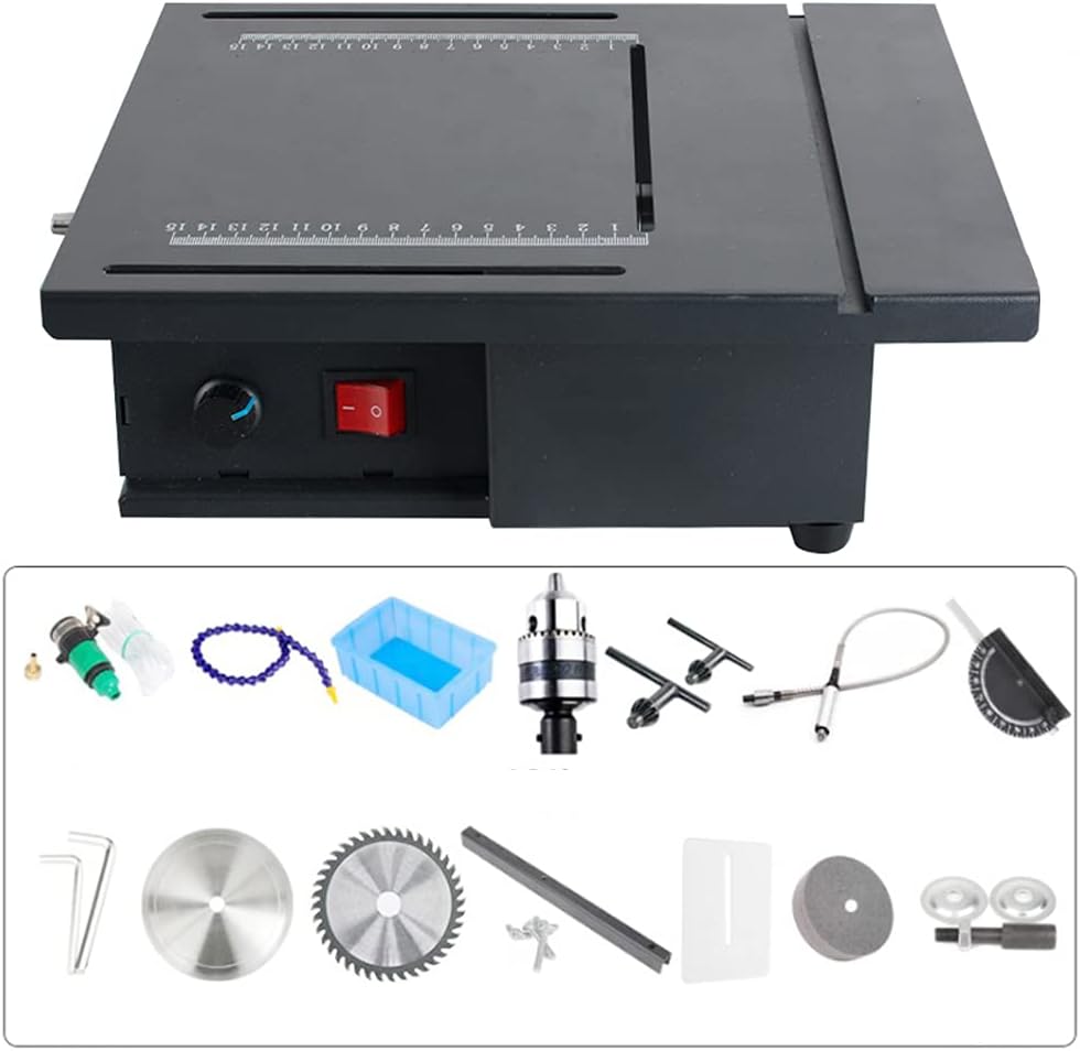 Gem Jewelry Polishing Grinding Buffer Machine, funchic DIY Jewelry Lapidary Equipment Mini Table Saw Bench Lathe Polisher 0-15000r/min Home Woodworking Carving Machine 110V 1.8kw (U.S Shipping)