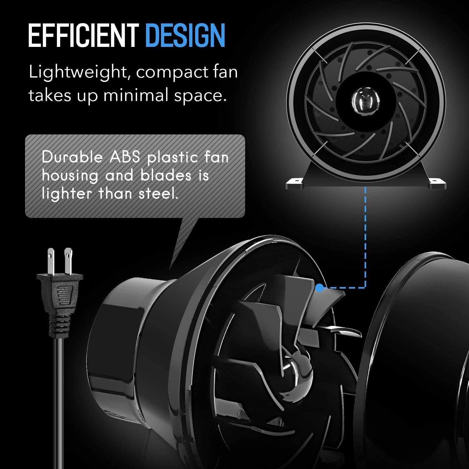 iPower 4 Inch 195 CFM Inline Fan Circulation Vent Blower, Air Carbon Filter and 8 Feet Flexible Ducting for Grow Tent Ventilation, Exhaust, 4 Fan & Filter, HVAC Heating Cooling