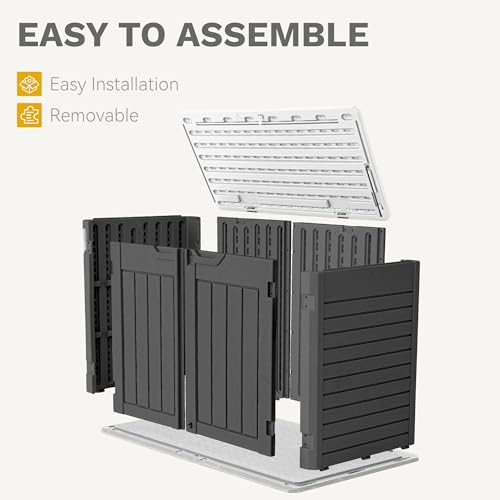 DWVO Outdoor Weather-Resistant Horizontal Storage Shed, 35 Cu Ft Capacity, Lockable and Waterproof, Suitable for Storing Garden Tools, Light Gray