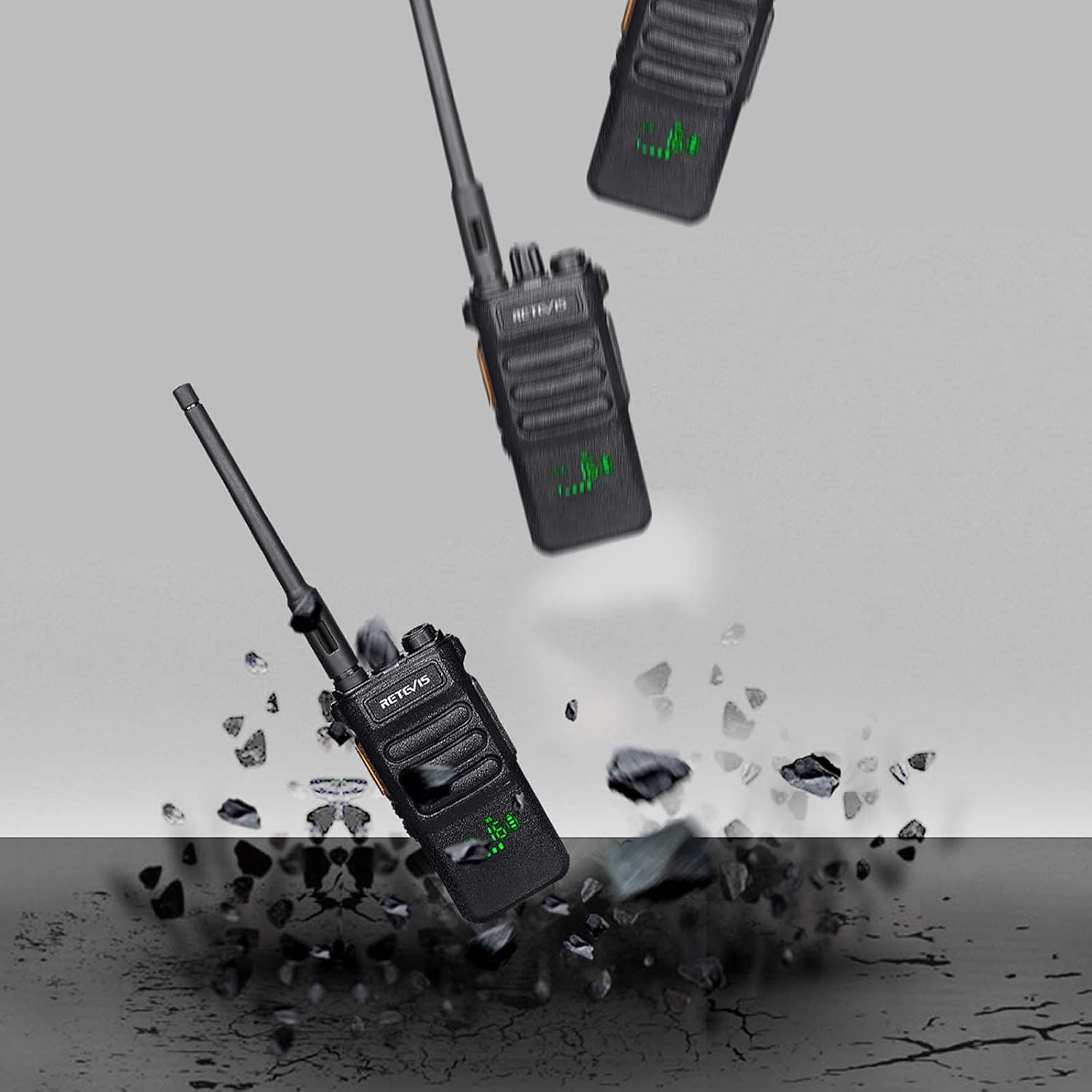 Retevis RT86 Two Way Radios Long Range Rechargeable,High Power Heavy Duty 2600mAh 2 Way Radios,Remote Alarm Walkie Talkies Adults with Shoulder Mic(4 Pack)