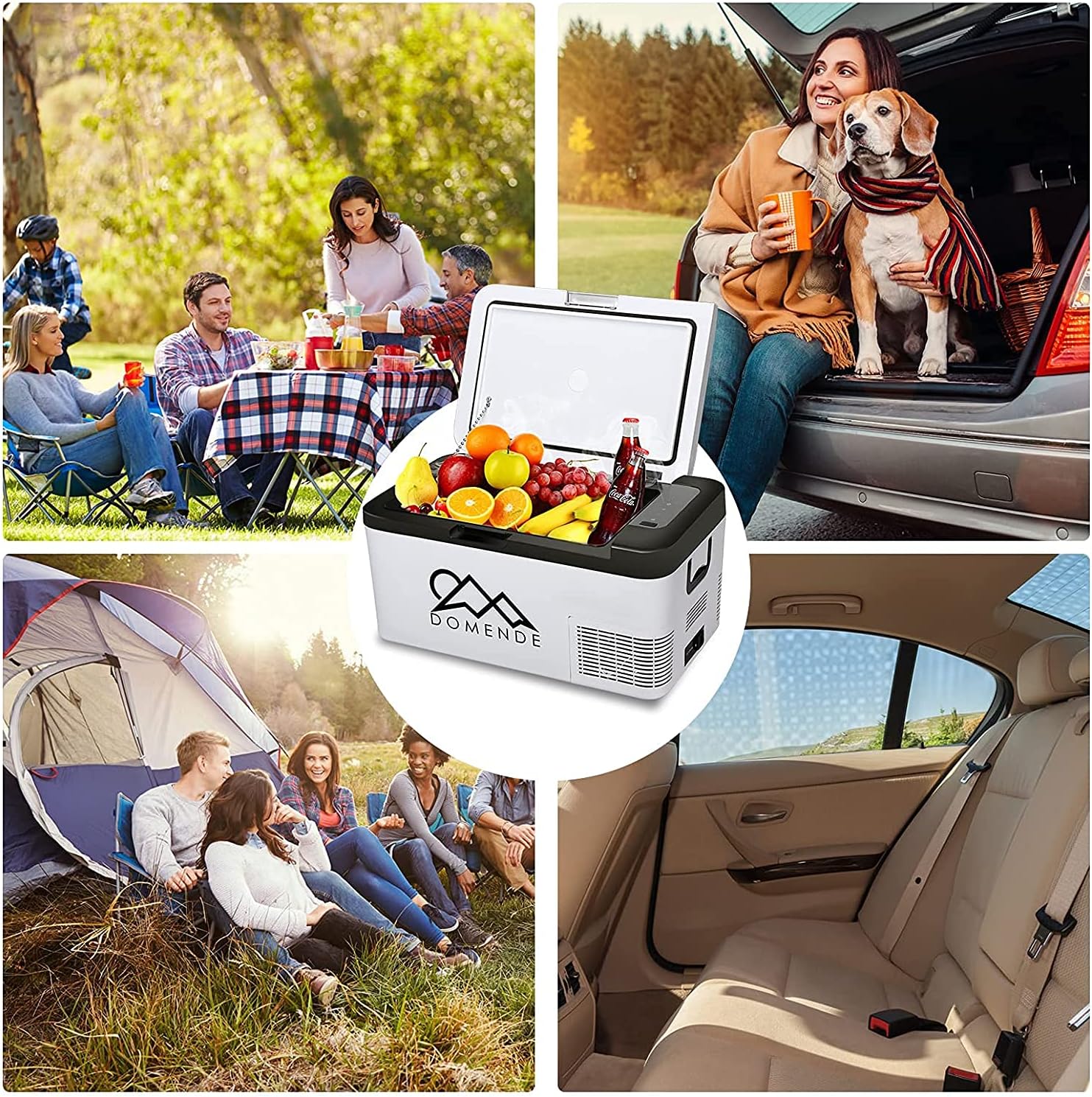 Domende 12 volt Refrigerator Portable Freezer Fridge Electric Cooler (-4℉-68℉) with 12/24V DC & 110V AC Cord for Car, RV, Truck, Van, Boat for Camping, Travel, Fishing Outdoor