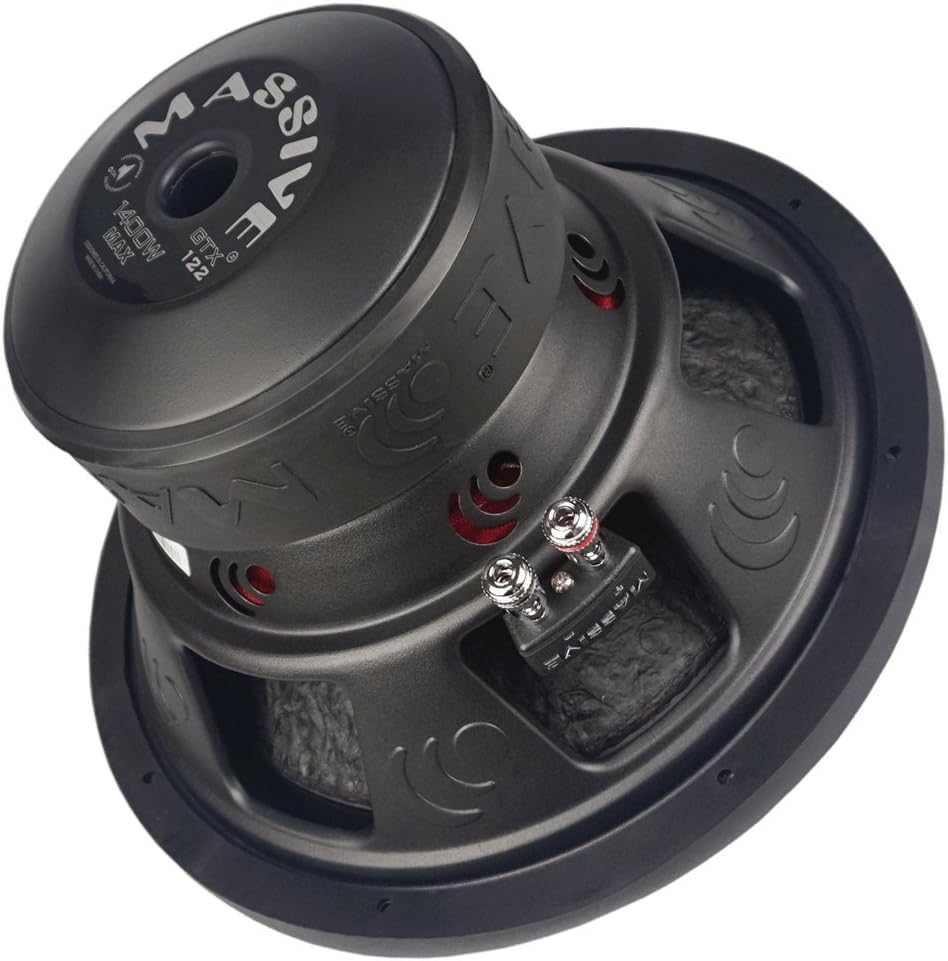 Massive Audio GTX122 – 12 Inch Car Audio Subwoofer, High Performance Subwoofer for Cars, Trucks, Jeeps - 12" Subwoofer 700 Watt RMS, 1400w MAX Dual 2 Ohm, 2.5 Inch Voice Coil. Sold Individually