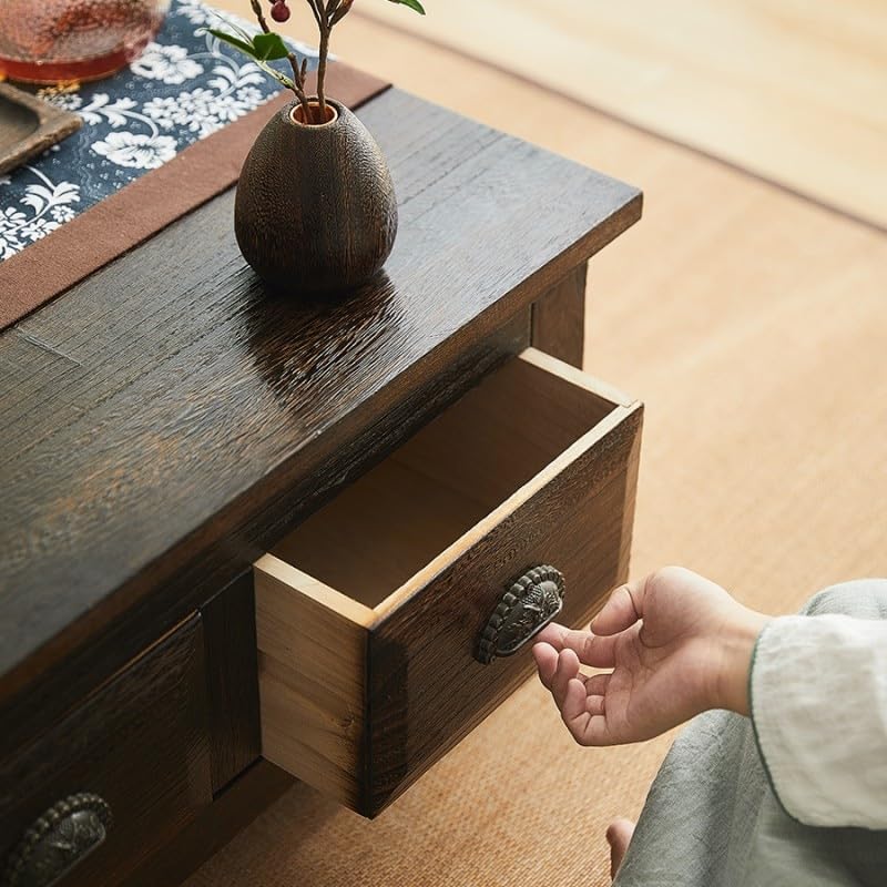 Sofa Table Old Chinese Style Dining Table Wooden Storage Cabinet with Wooden Lace Paulownia Furniture Traditional Family Dining Table Tea Table Tea Table (Size : Rectangle)