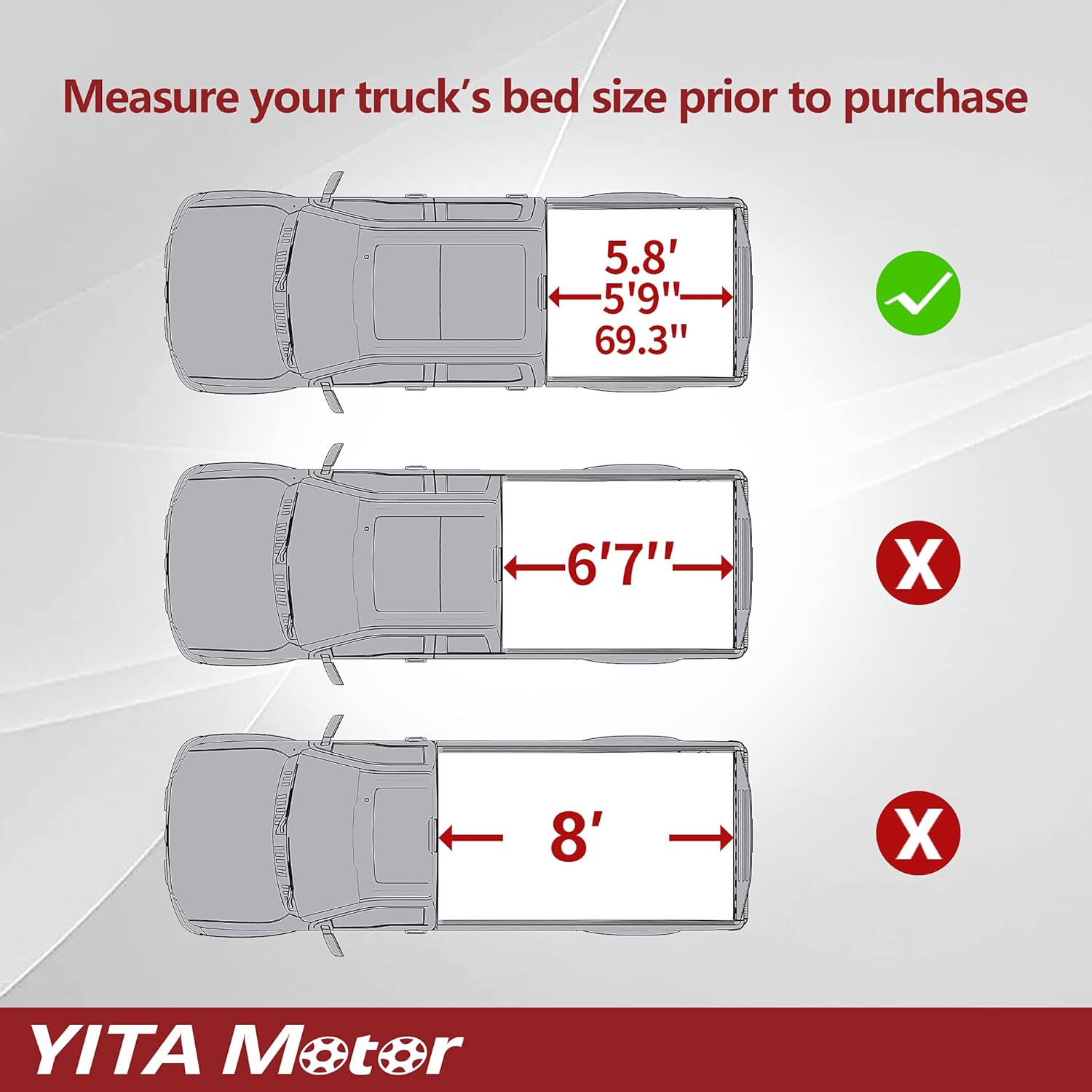 YITAMOTOR Soft Tri Fold Truck Bed Tonneau Cover Compatible with 2007-2013 Chevy Silverado/GMC Sierra 1500, Fleetside 5.8 ft Bed