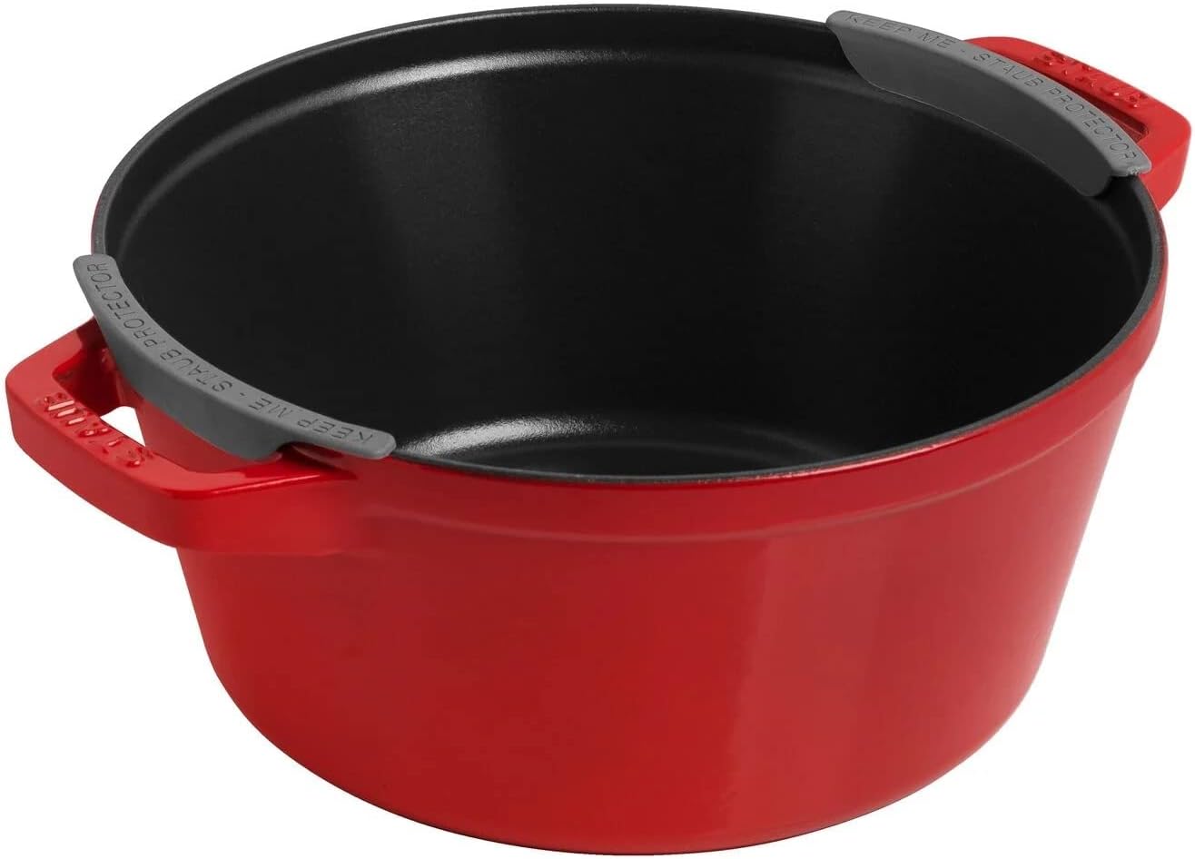 STAUB La Cocotte 3-Piece Round Cast Iron Saucepan Set Cherry Red