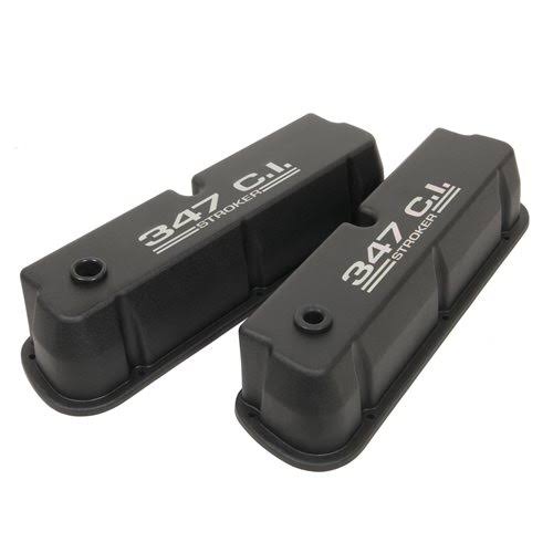 SBFW 351, 302, 289 Summit Racing Die-Cast Logo Aluminum Valve Covers - Black Painted, Tall, Small Block Ford Windsor | Summit Ra