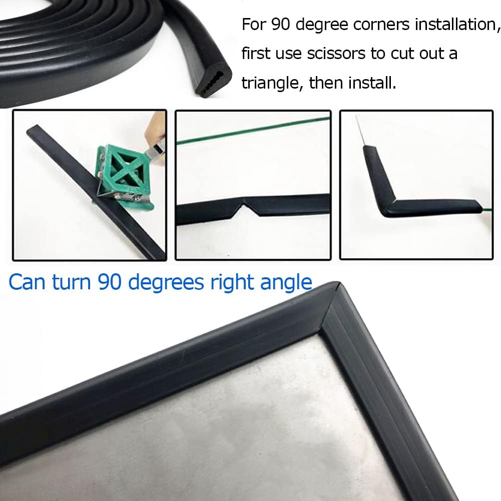 Tintvent Rubber Edge Trim 13Feet, U Channel Edge Seal PVC Plastic, Fits Edge up to 1/16 inch (1.6mm), Black