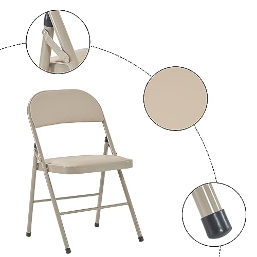 4 Pack White Folding Chairs with Padded Seats for Outdoor & Indoor, Portable Stackable Commercial Seat with Steel Frame for Events Office Wedding Party, 330lbs Capacity (White, 4 Pack)