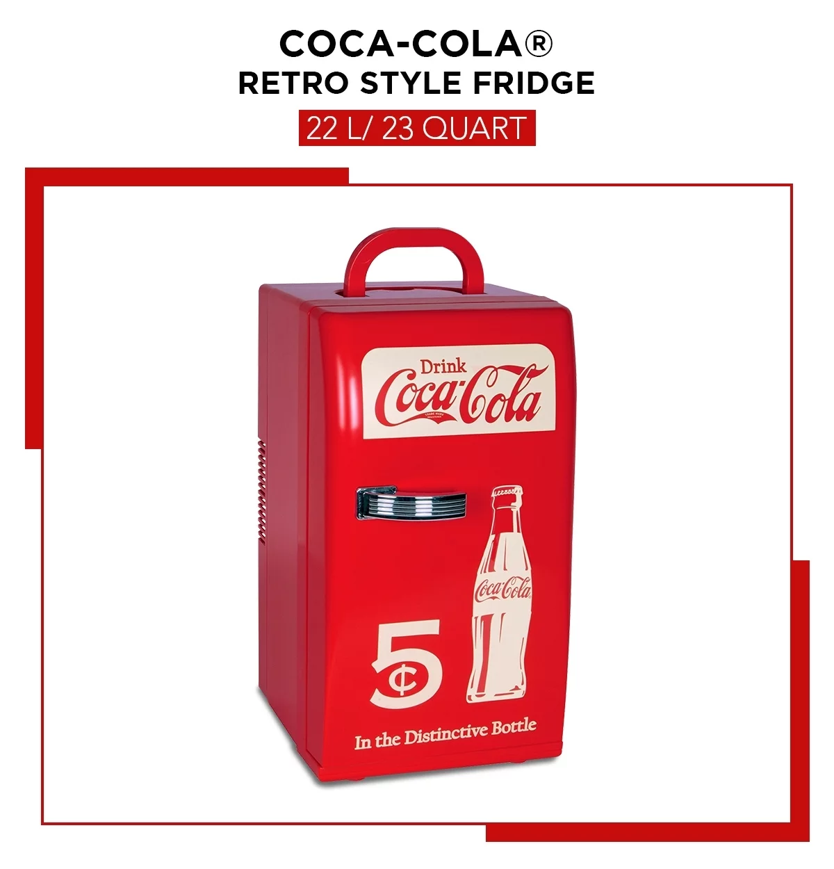 Coca-Cola Retro 18 Can Mini Fridge Portable Cooler 23QT Refrigerator 2 shelves