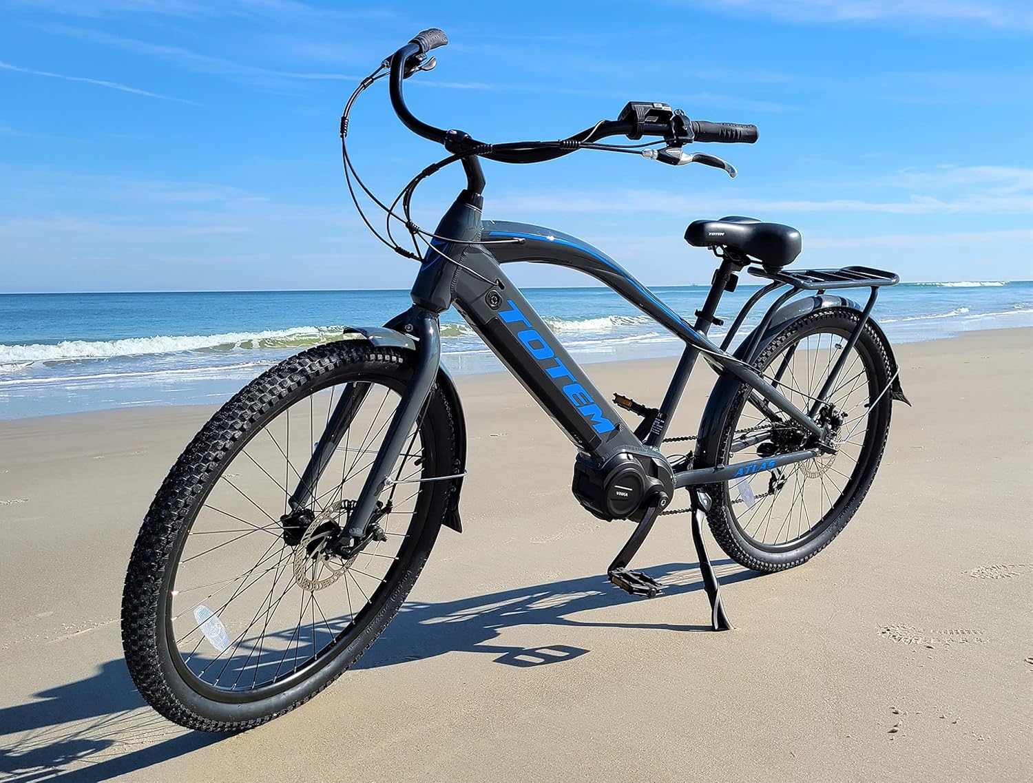Totem Atlas 350W Electric Beach Cruiser Bike 26", 48V 14 Ah Integrated Removable Samsung Battery Electric Bicycles,7-Speed Gears E-Bikes for Adults
