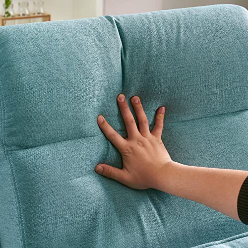 Bonnlo High Back Linen Beige Mid Century Modern Accent Chair, Soild Wood Padding Lounge Armchairs Side Sitting Chairs for Living Room, Bedroom, Guest Room