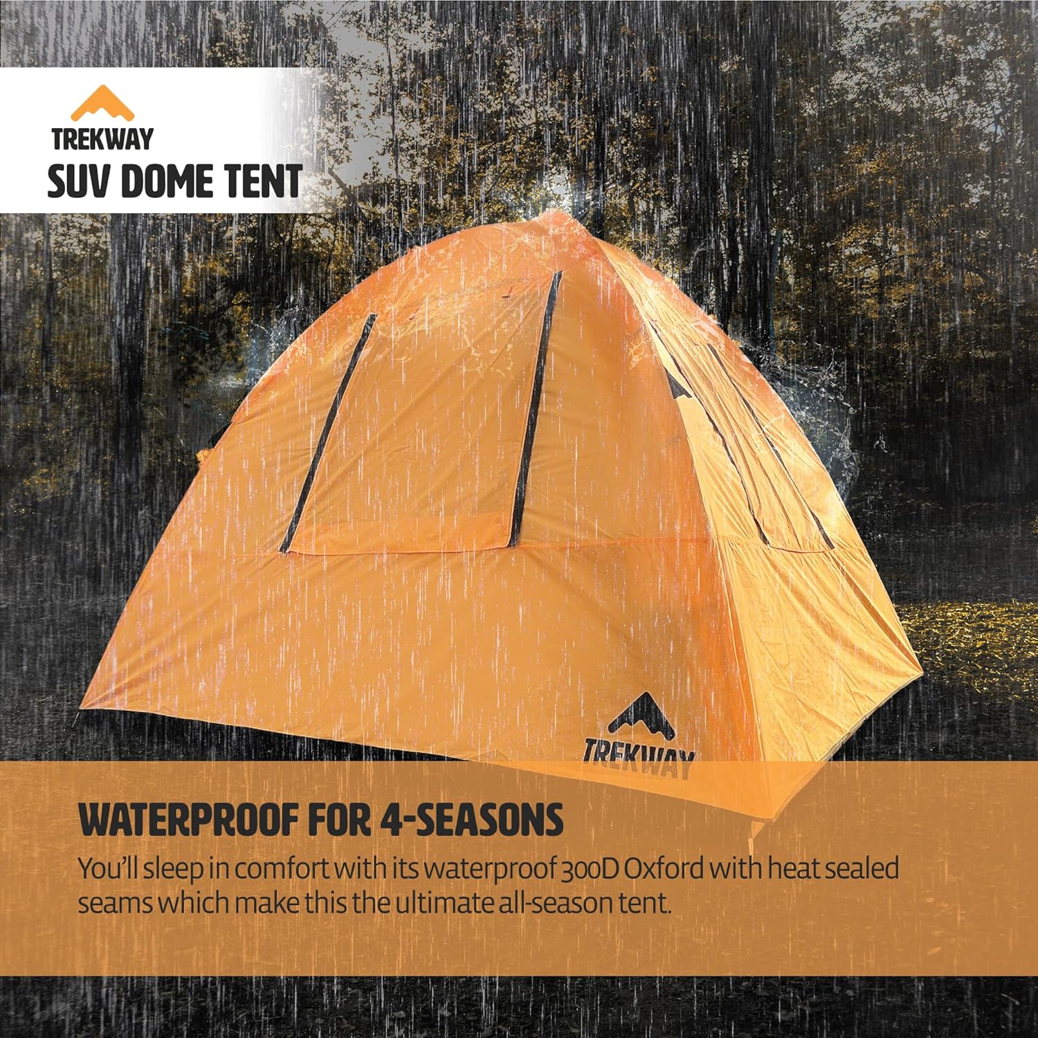 Trekway SUV Waterproof Instant Camping Tent w/Attachment | 9' x 9' | Sleeps Up to 7 People | 4Runner, Outback, Forester, Rav4 | Crossover, Minivans & Other Vehicles