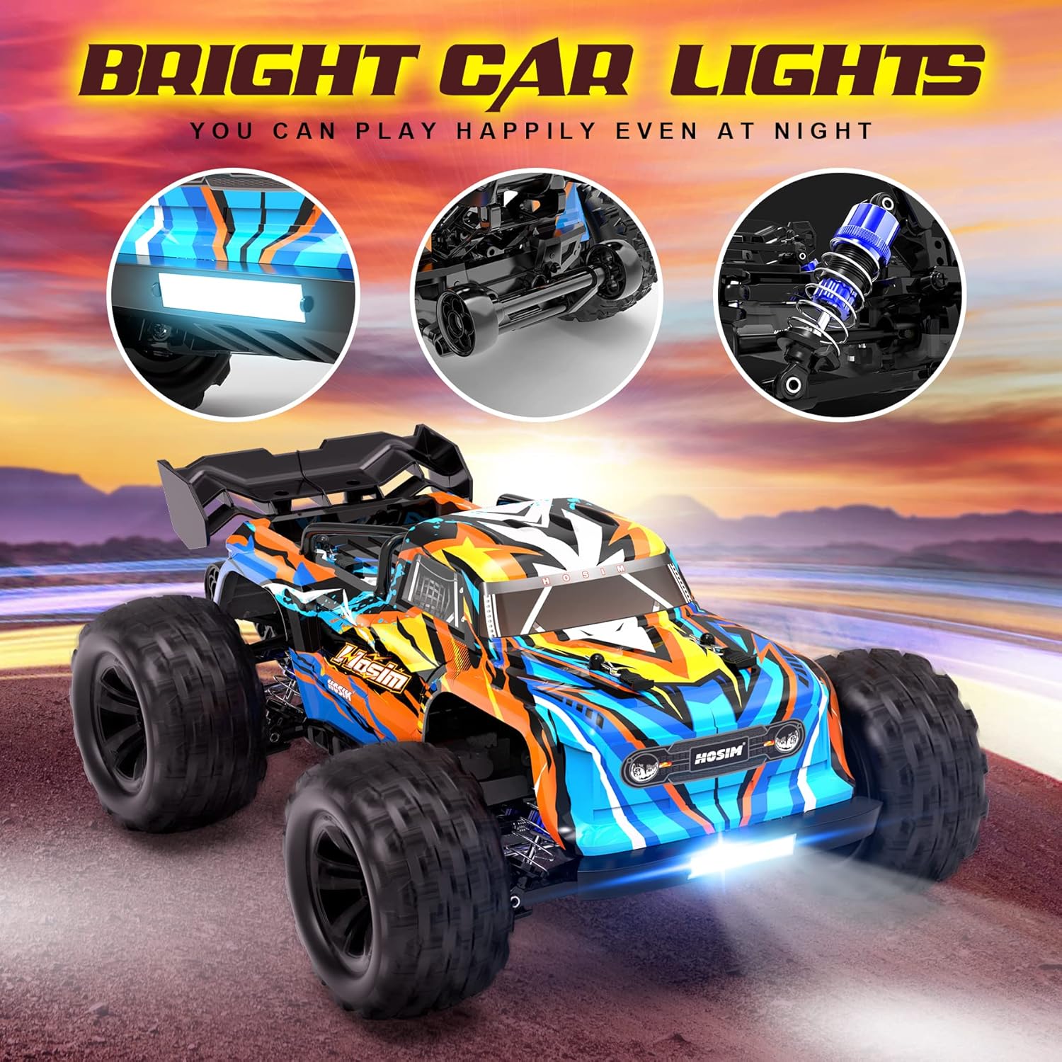 Hosim 1:16 RC Car 36+KMH, 1:16 Brushless RC Car 52+KMH High Speed 4X4 All Terrains Waterproof Off Road Hobby Grade Large Fast Racing Buggy Toy Gift Monster Trucks for Boys Kids