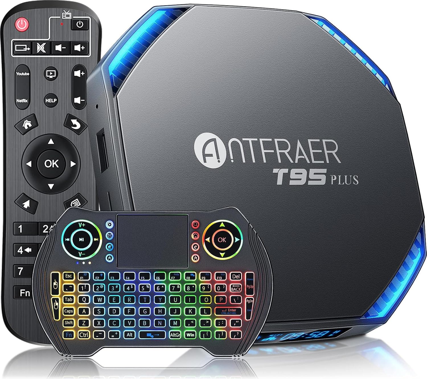 Android TV Box 11.0, 2022 Newest Android TV Box 4GB RAM 32GB ROM with RK3566 Quad-Core，TV Box support Dual- WiFi 2.4G/5GHZ 1000M LAN 8K HDR 10/BT4.2/3D/ USB 3.0 with Wireless Mini-Keyboard Android Box