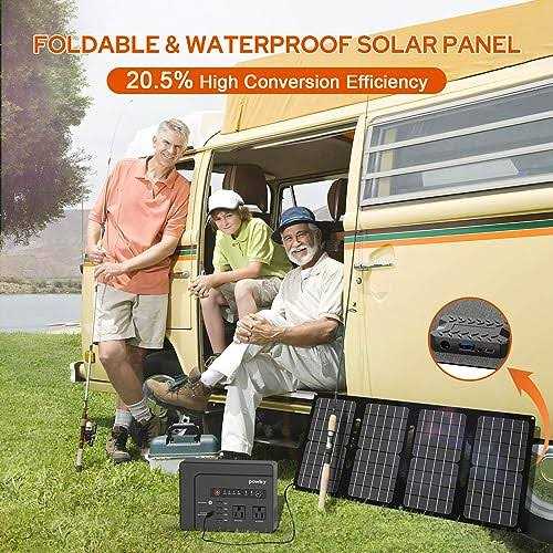 Powkey Solar Generator with Panel 146Wh/200W Portable Power Station with Solar Panel 40W