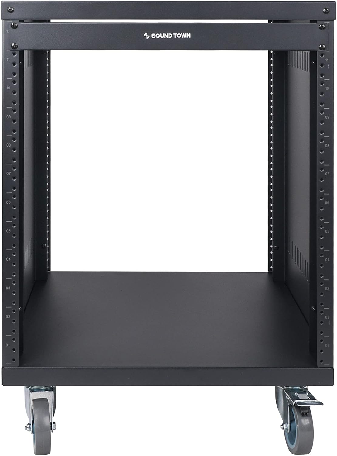 Sound Town 30U Universal Steel Rack, w/ 3 Locking Casters, Vented Side Panels for Audio Video, Server and Network Equipment (STRK-M30U)