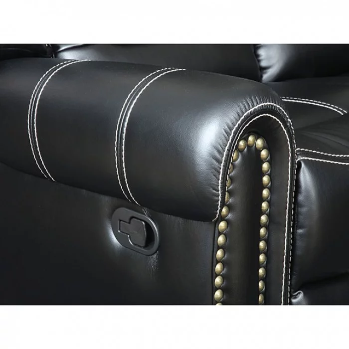 Black Leatherette Reclining Sofa And Loveseat 2pc Set Sofa Cushion Couch Nailheads Living Room Furniture Recliners