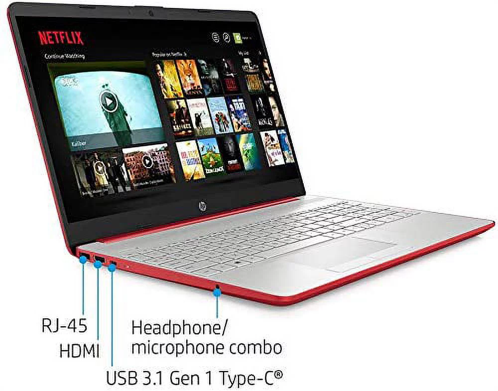 HP 2023 15.6" HD Laptop Computer Intel Dual-Core Pentium Gold 6405U 16GB DDR4 256GB SSD Intel UHD Graphics HD Webcam Bluetooth RJ-45 USB-C HDMI Windows 11 Pro Scarlet Red w/RE 32GB USB